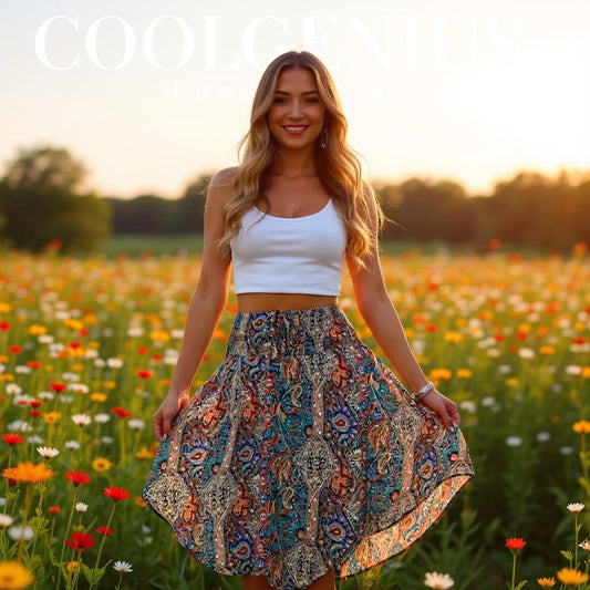 Boho Breeze Asimetrik Maxi Etek